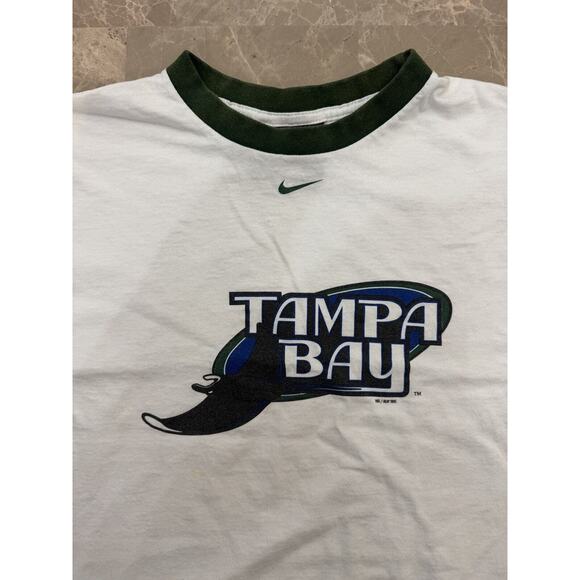 Vintage Rare Nike Tampa Bay Devil Rays shirt Old Logo Y2K Large Center Swoosh - Picture 4 of 11
